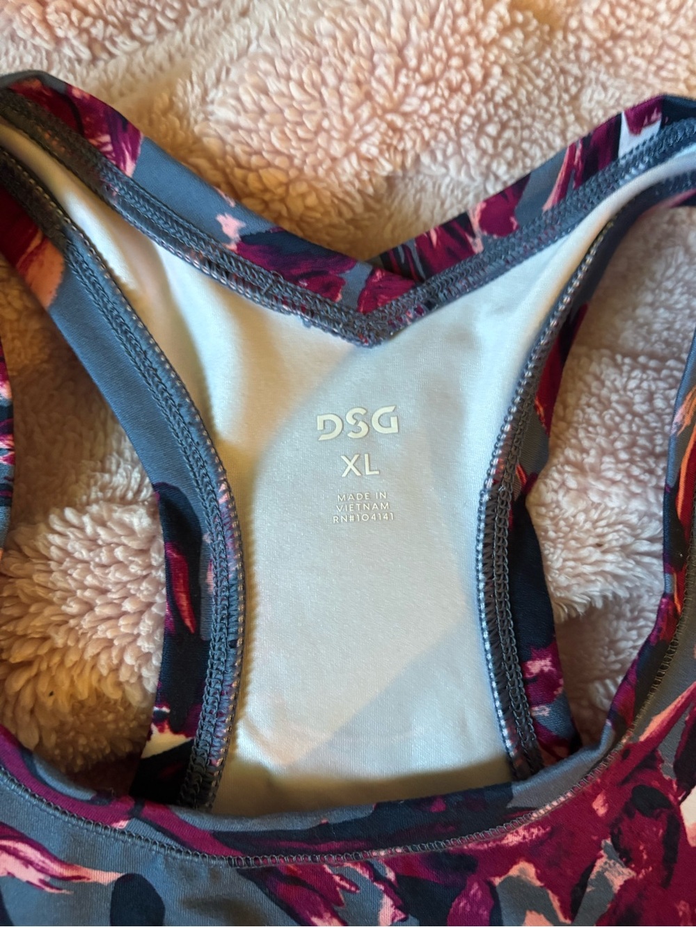 DSG Womens dusty blue and Floral Racerback Tank Top - Pink & Plum Print - Picture 3 of 4
